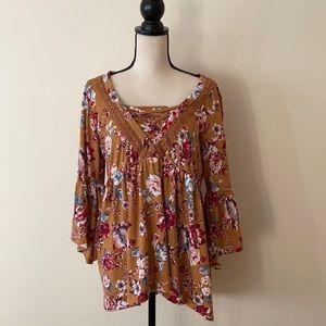 Womens Mustard & Fliral Tunic (L)